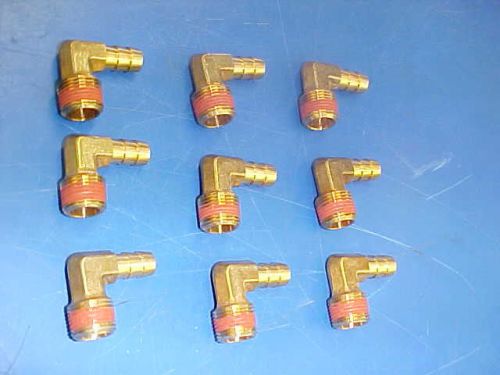 Box lot 9 bulk brass 3/8 nipple barb 3/8&#034; pipe fitting gas fuel air water