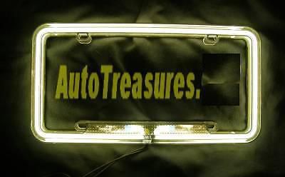 Yellow car truck neon license plate street frame auto glow cover lighted bright