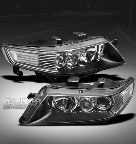 2004-2005 acura tsx sedan 4dr projector headlight lamp jdm black left+right pair