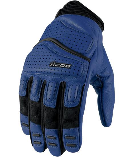 Icon superduty 2 mens leather motorcycle gloves blue l lg large