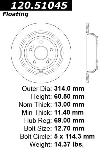 Centric 120.51045 rear brake rotor/disc-premium rotor-preferred