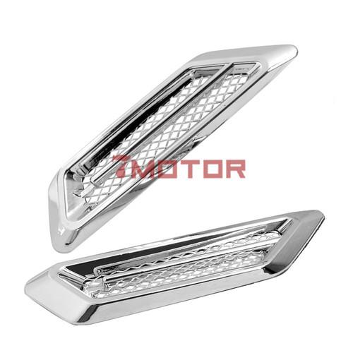 Brand new 2 pcs chrome air intake side vents hole net fender bumper trim sticker