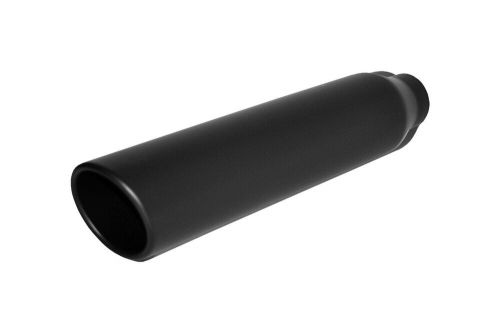 Flat black exhaust tip long 2.25&#034; inlet 3.5&#034; outlet 18&#034; l rolled angle cut