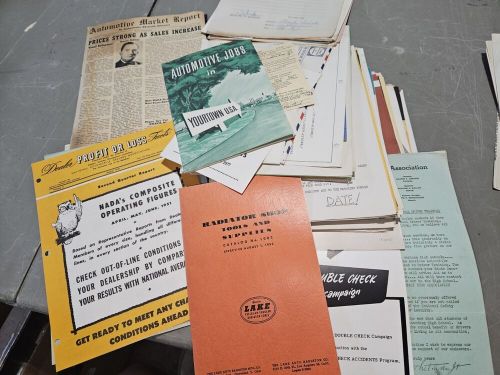 Lot of vtg 1950 original  car dealership sales brochures tools nada letters