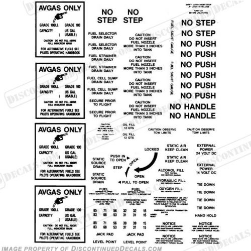 Fits beechcraft baron 55/58 exterior decal kit - black