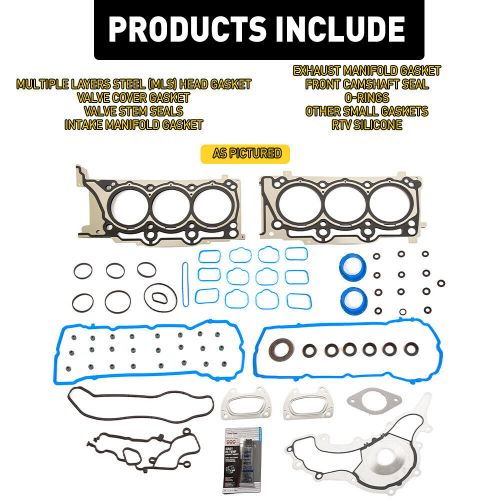 2x head gasket set kit fit 2011-2017 chrysler 200 3.6l 3604cc 220cid v6 flex