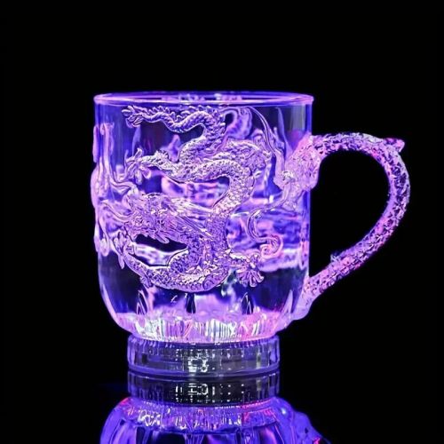 Led flash magic color changing dragon cup water activated light-up beer coffee