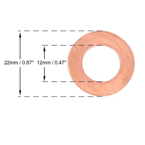 5x copper washer flat gasket ring car 12 x 22 x 1.5 mm-