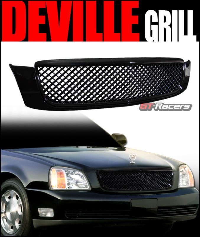 Black luxury mesh front hood bumper grill grille abs 2000-2005 cadillac deville