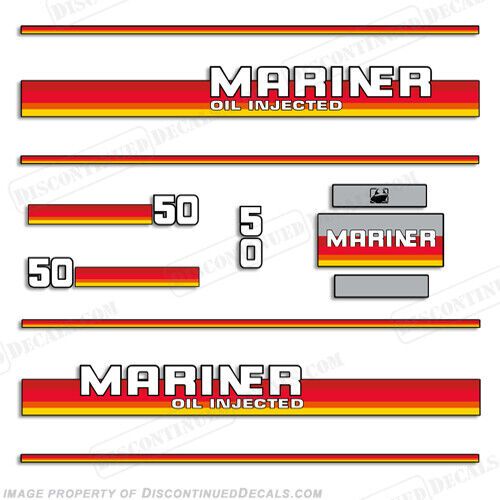 Fits mariner 1984 - 1990 50hp outboard motor decal kit