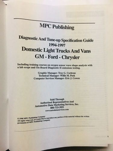 MPC Publishing Diagnostic Tune Up Specification Guide 1994-1997 GM Ford Trucks, US $19.99, image 2