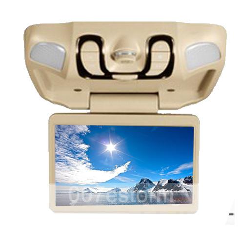 Beige car roof mount flip down rotate 10.1" lcd dvd player games ir