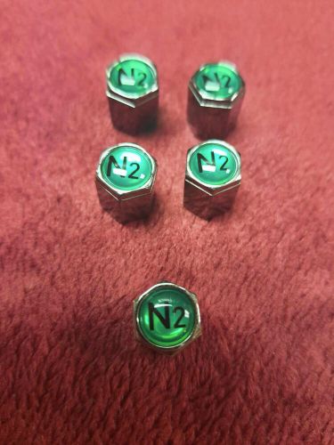 Nitrogen tire valve stem caps green n2 nitrogen logo set of 10