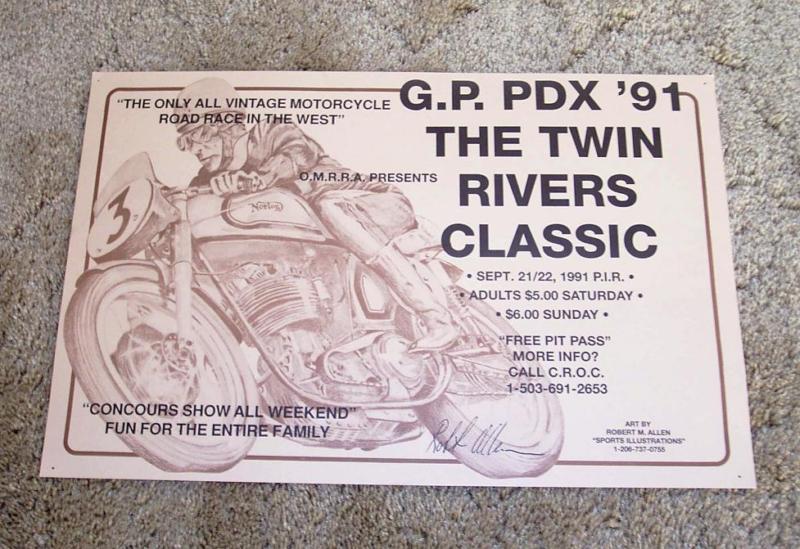 Northwest vintage racing poster 1991 oregon motorcycle road racing association