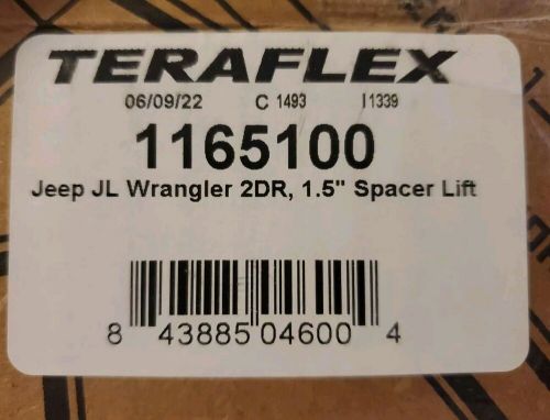 Teraflex 1165100 1.5&#034;  spacer lift upgrade kit for jeep wrangler jl 2 door 18-23