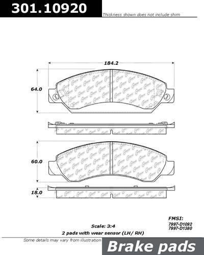 Centric 301.10920 brake pad or shoe, front-centric premium ceramic pads w/shims