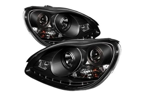 Spyder mbw220drl black clear projector headlights head light w leds drl