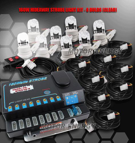 160w 8 clear flashing strobe lights bulb kit ems emergency police motorcycle van