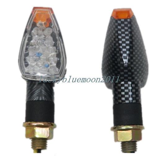 Carbon led turn signal light lights for motorcycle dirt bike dual sport honda