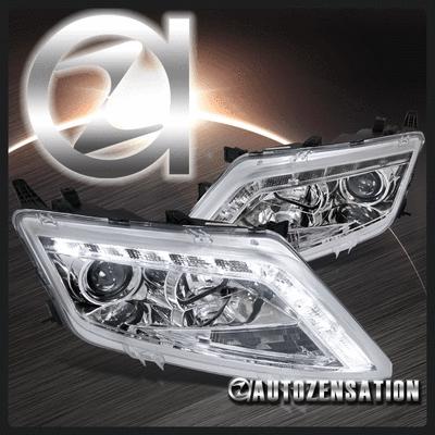 10-12 ford fusion crystal chrome projector headlights+r8 style led strip drl