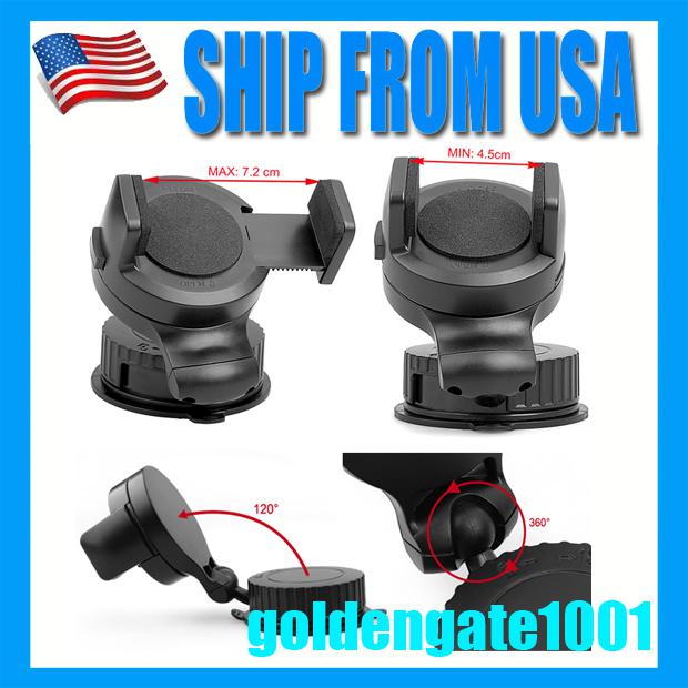 Us new black 360 rotating retractable windshield  holder mount iphone 4 4s gps