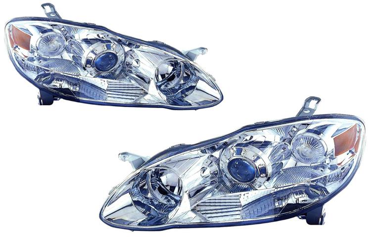 Depo pair euro style chrome projector headlight 03-08 04 05 06 07 toyota corolla