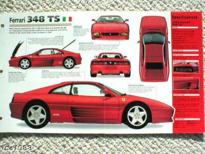 1992 / 1993 / 1994 ferrari 348 ts/  348ts imp brochure