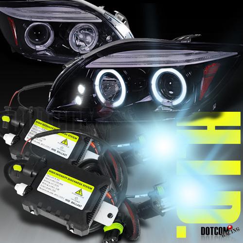 Glossy black 04-10 scion tc halo projector headlights+slim 6000k hid kit