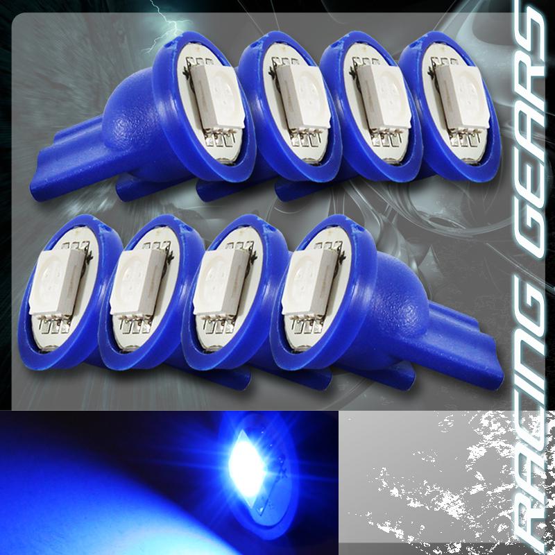 8x blue smd led t10 wedge interior instrument panel gauge replacement light bulb