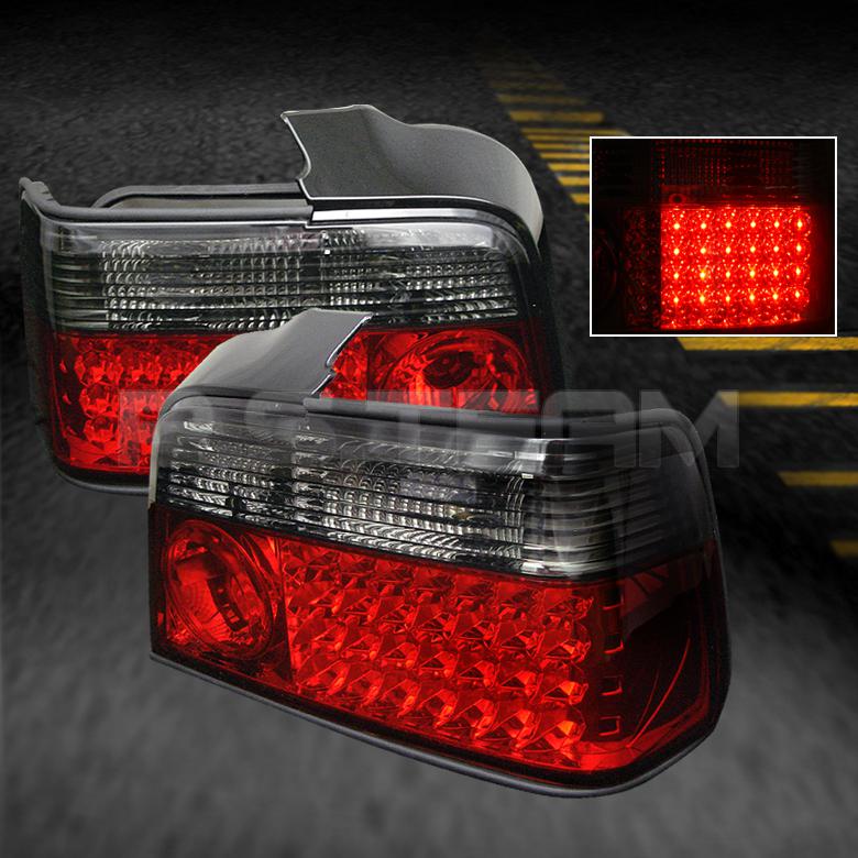 92-98 bmw e36 3-series/m3 4dr red smoke philips-led perform tail lights lamps