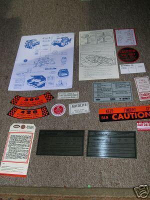 1966 ford thunderbird tbird t-bird decal tag resto kit