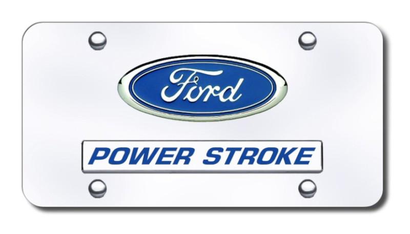Ford dual powerstroke chrome on chrome license plate made in usa genuine