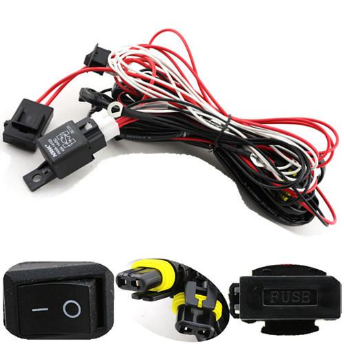 Led hid fog spot work driving light wiring loom harness kit 12v 40a switch relay