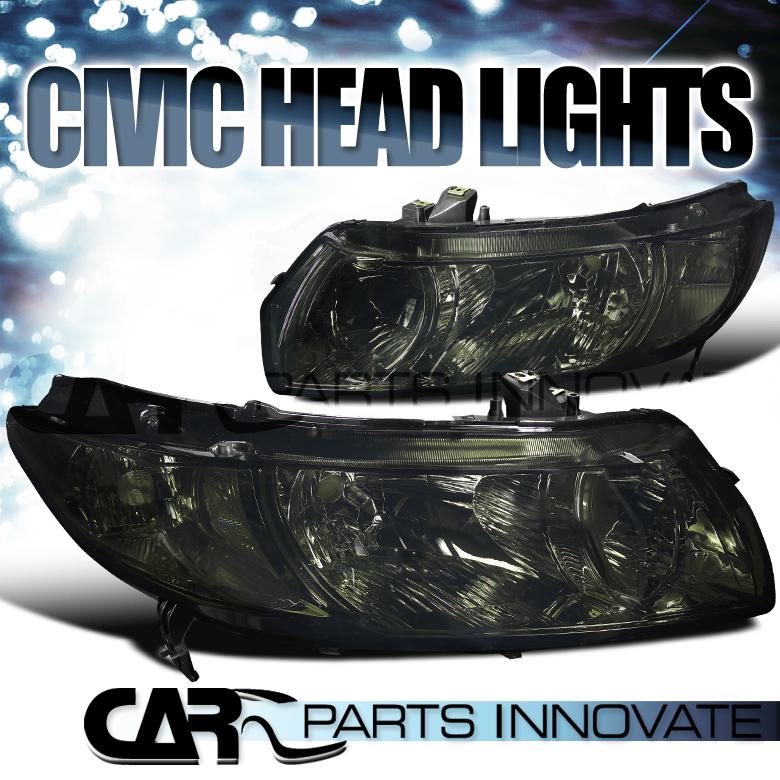 Honda 06-11 civic 2dr coupe smoke jdm crystal headlights lamp