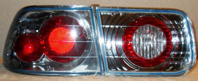 96-00 honda civic euro altezza 2d coupe tail lights chrome rear brake never used