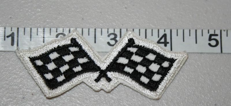 Nos vintage original black and white checkered flag sew on patch 4" (90)