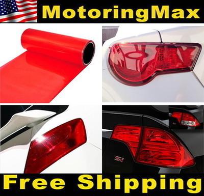 12 x 48" glossy red vinyl wrap overlay film for tail lamps lights sidemarkers