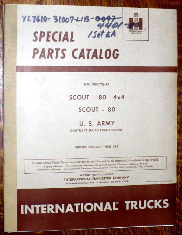 International scout 80 parts manual–mint original (1962)