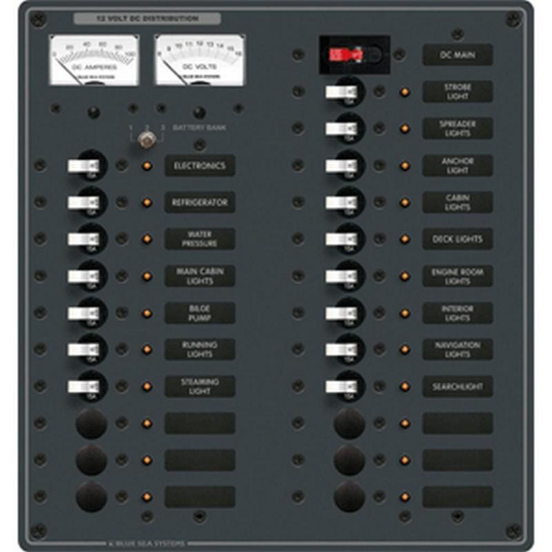 Blue sea 8380 marine electrical panel dc main + 22 position 