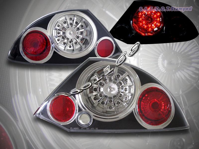 00-02 mitsubishi eclipse tail lights black led 01 03