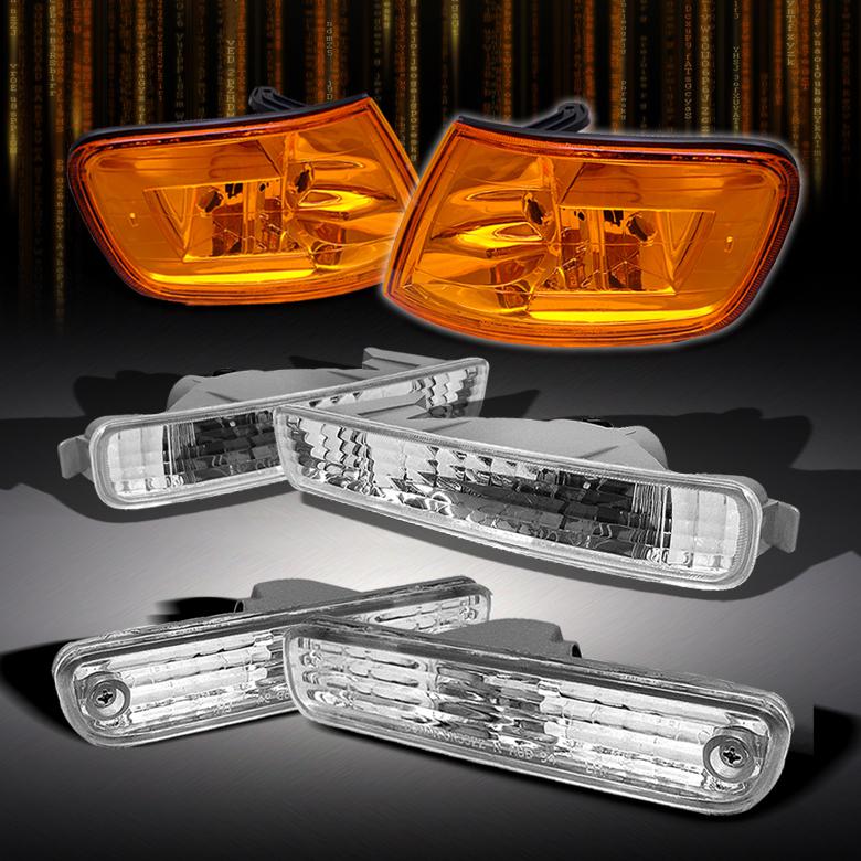 94-95 accord amber bumper signal+rear bumper lamps+euro clear corner lights set