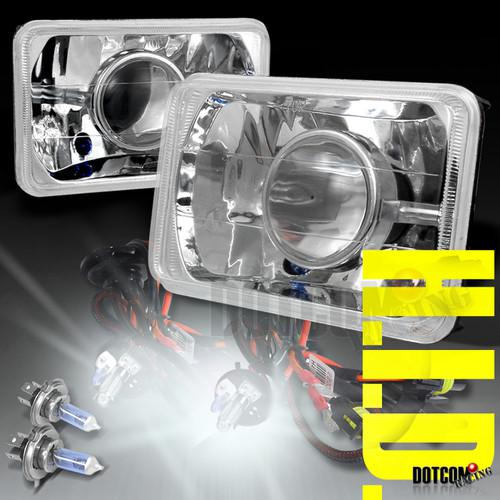 H4 6000k hid+ 4x6 projector chrome sealed beam headlights