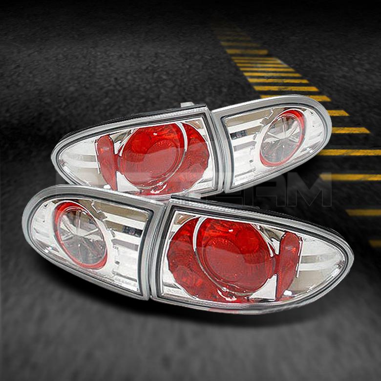 95-02 chevy cavalier base ls rs z24 4pcs chrome tail brake lights w/trunk piece