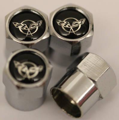 Corvette black tire valve caps zr1 c3 c4 convertible chevy sports free shipping