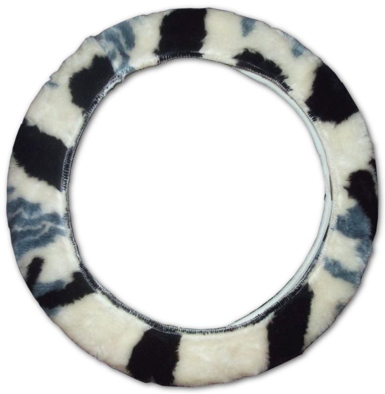 Blue black bengal tiger car truck suv universal furry steering wheel cover #5