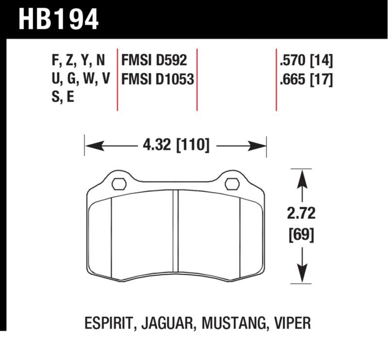 Hawk performance hb194y.570 disc brake pad