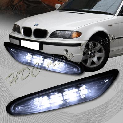 2002-2005 bmw e46 3 series sedan smoke lens white led signal side marker lights