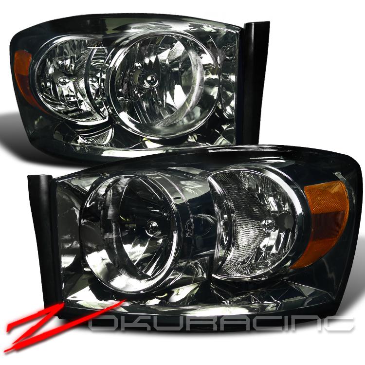 06-08 dodge ram 1500/2500/3500 titanium smoke headlights