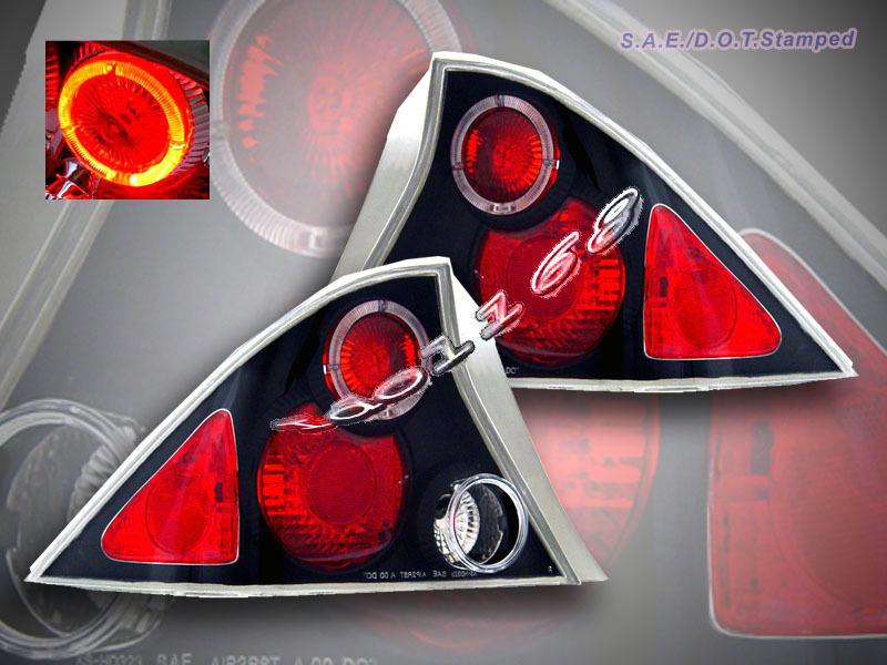 01-03 honda civic tail lights 2 doors halo black 02 lamps