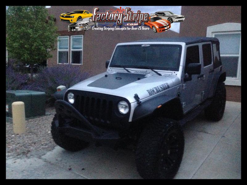 Jeep wrangler jk blackout hood graphic  factory stripe 2007 2013